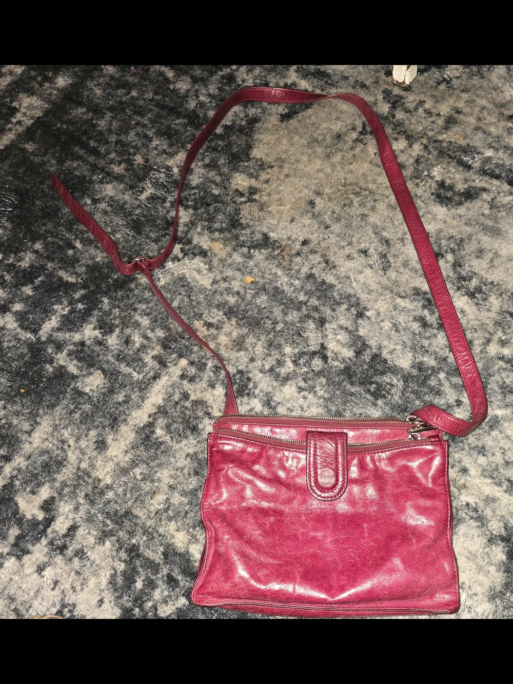 HOBO Leather Crossbody in Berry Red